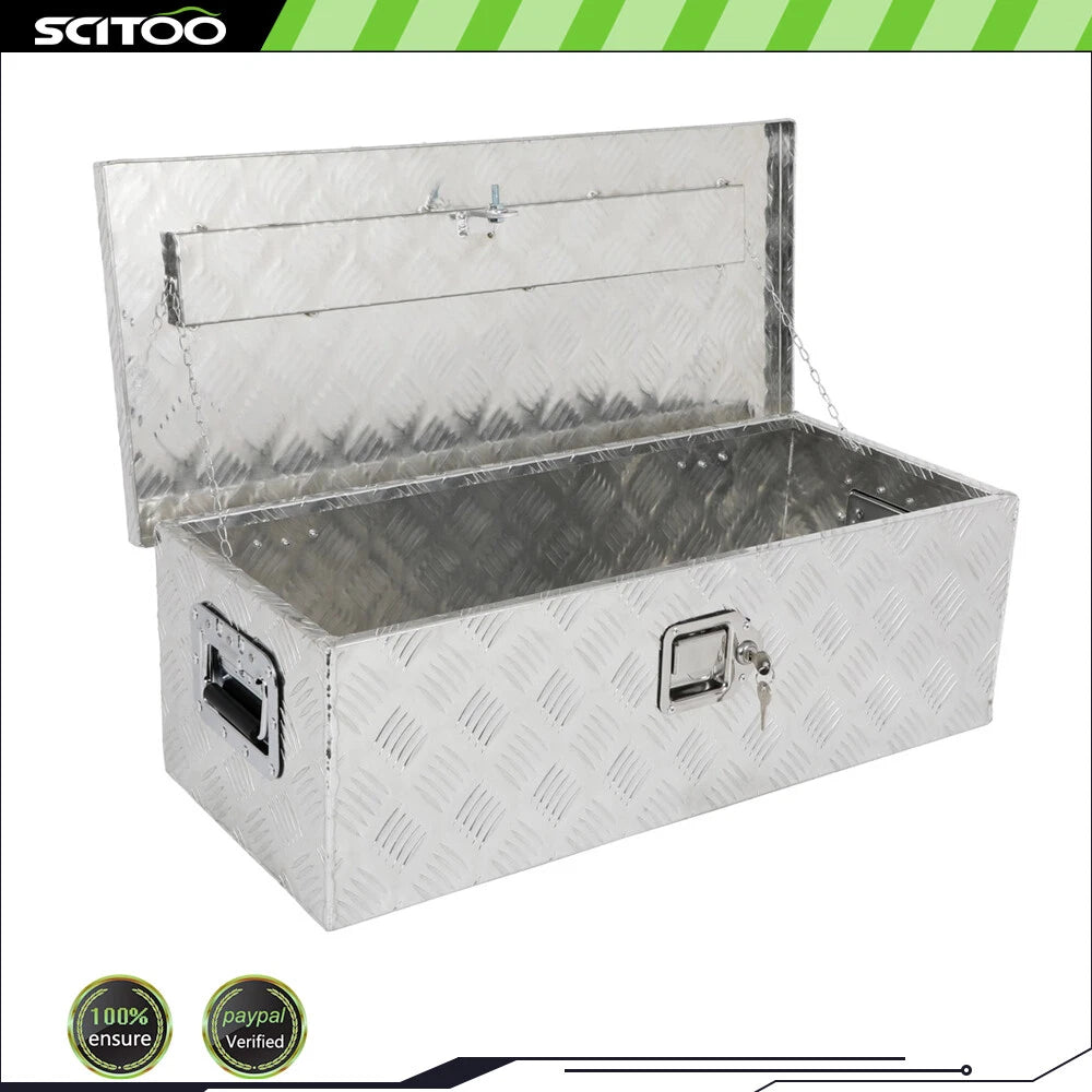 30 Inch Aluminum Trailer Tool Box for Pickup Truck RV (Silver)