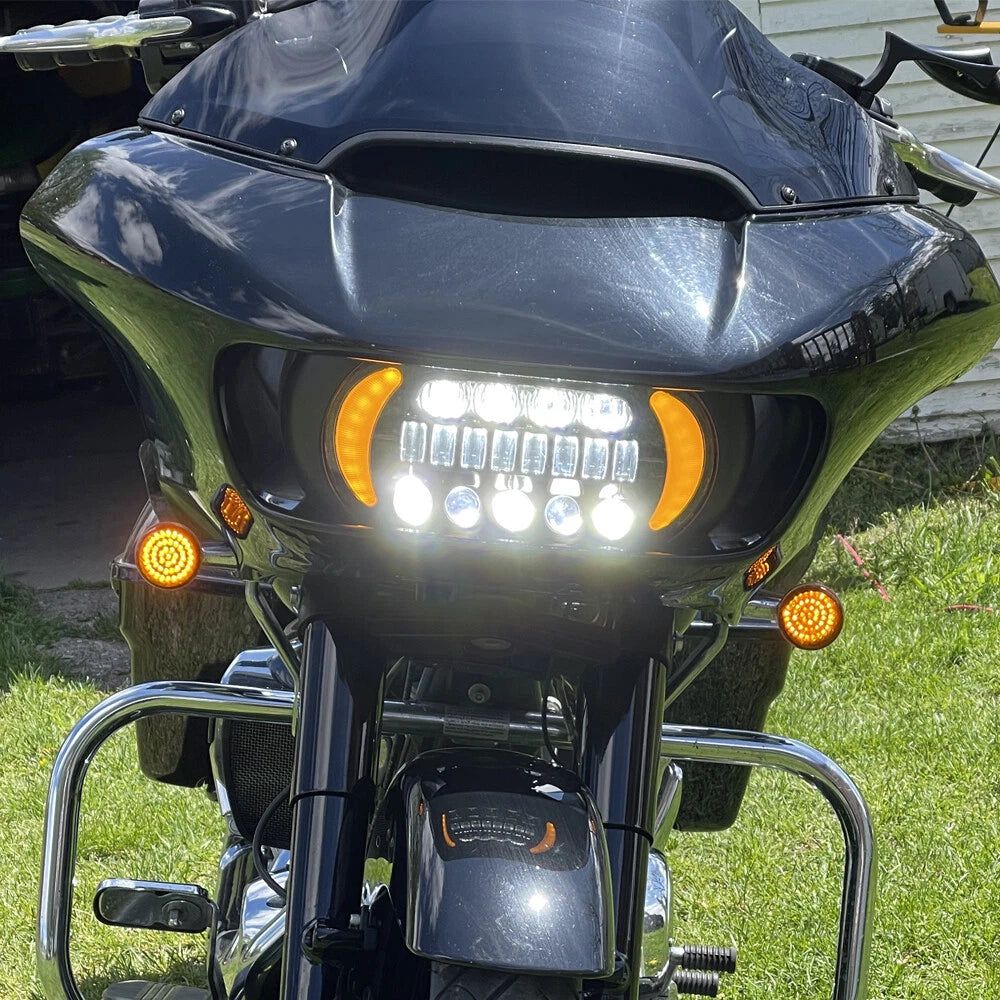 LED Headlight for Road Glide (2015–2024) Hi/Lo DRL Yellow Turn Signal Projector