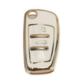 White Gold Tone TPU Silicone Car Key Case for Audi A1/A2 (3 Buttons)