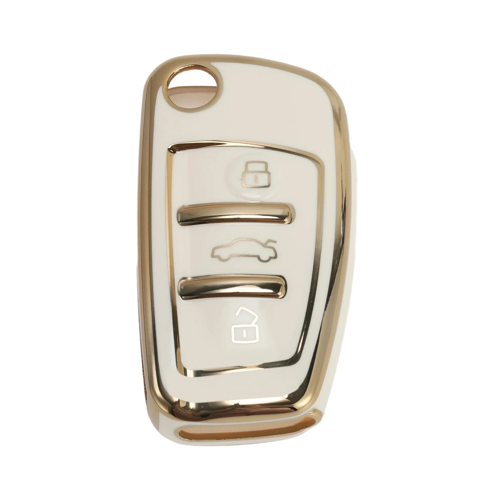 White Gold Tone TPU Silicone Car Key Case for Audi A1/A2 (3 Buttons)
