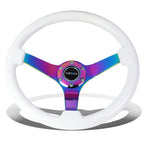 NRG 35cm 3" Deep Dish Steering Wheel for Universal Fit (NRG-350BK-WG)