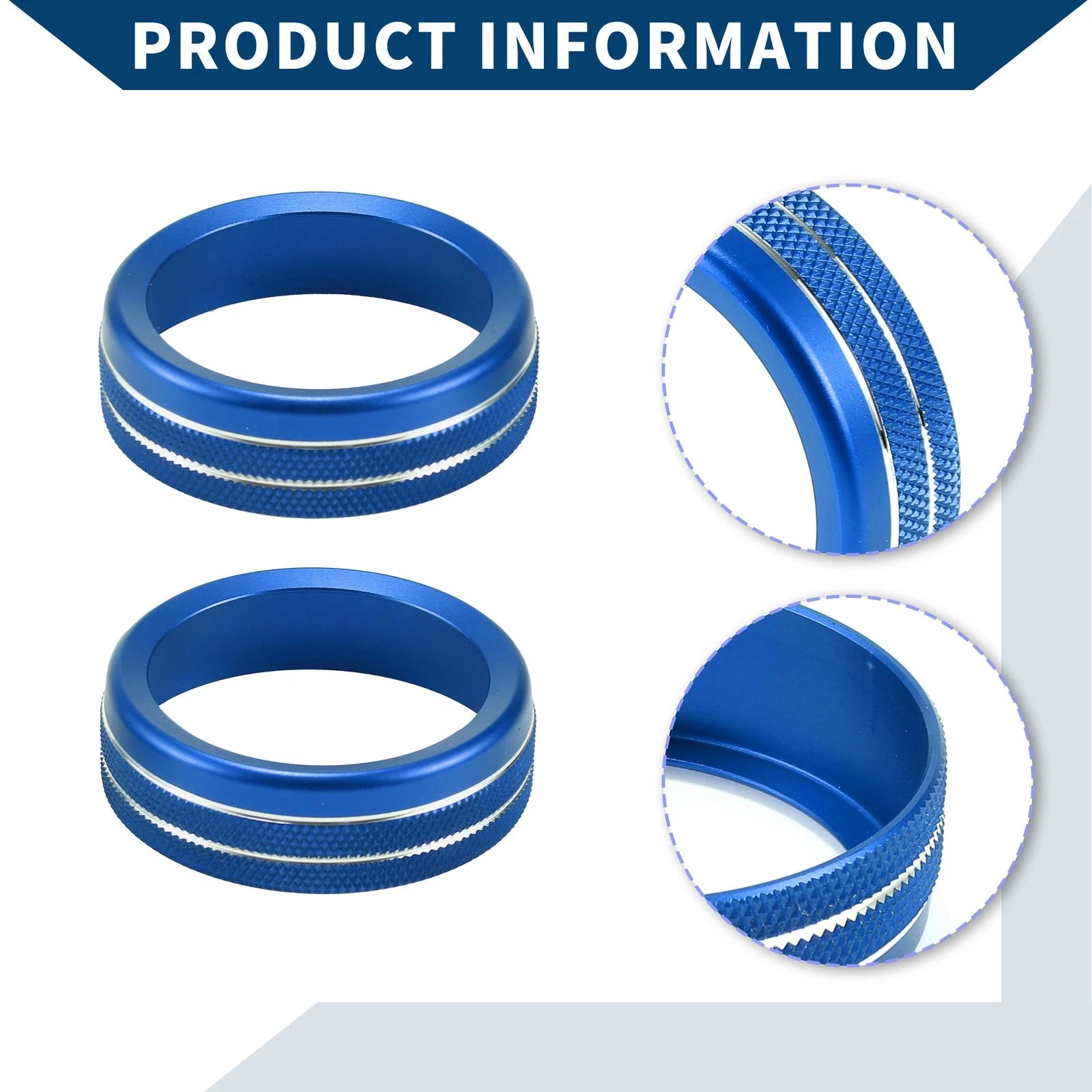 2X Media Radio Audio Tune Switch Knob Cover for Ford Mustang (2015–2021) Blue