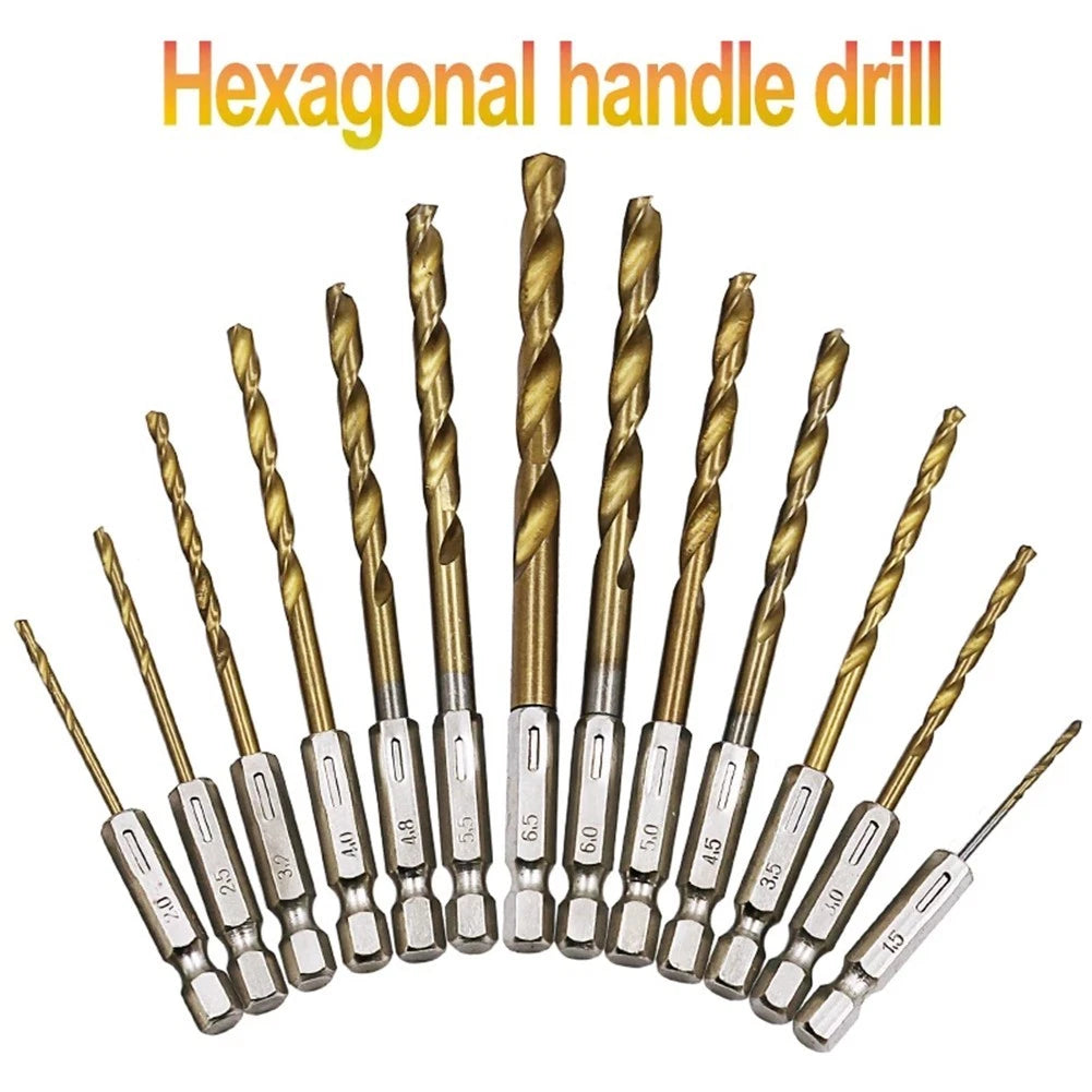 Set of 3 Hex Shank Drill Bits 5.5mm 6.0mm 6.5mm 1/4" Hex Shank