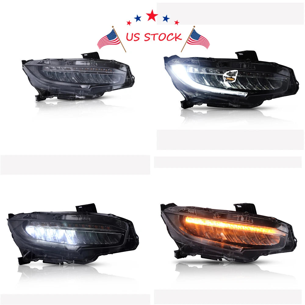 Sequential Turn Signal LED Headlight for Honda Civic (2016-2019)