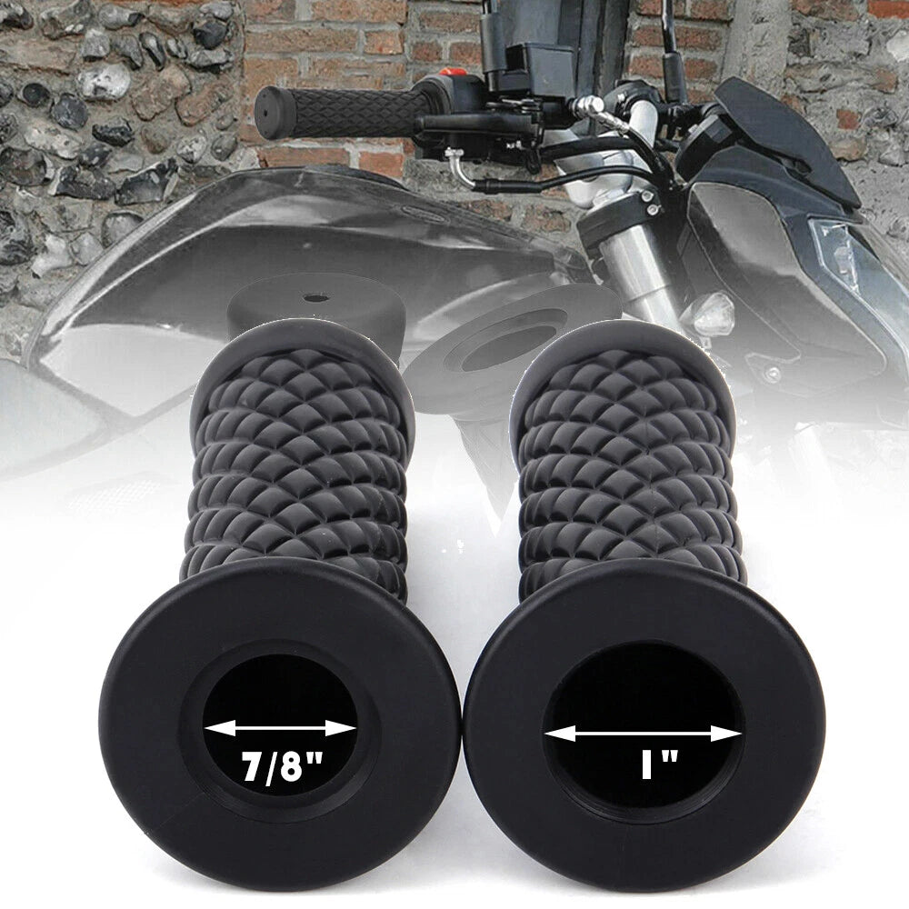 7/8" Rubber Handlebar Grips for Motorcycle Bike Cafe Racer ATV (Fits Various)