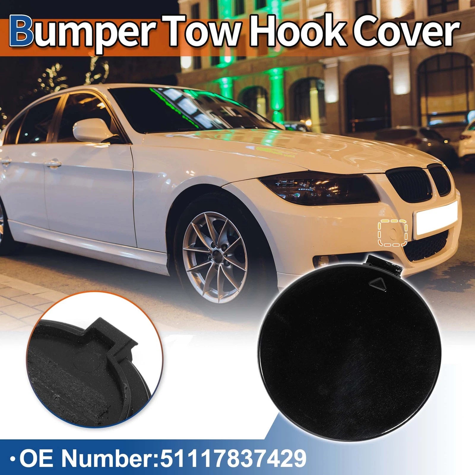 Tow Hook Cover for BMW E81 E87 (2006–2011) No. 51117837429 Black Sapphire