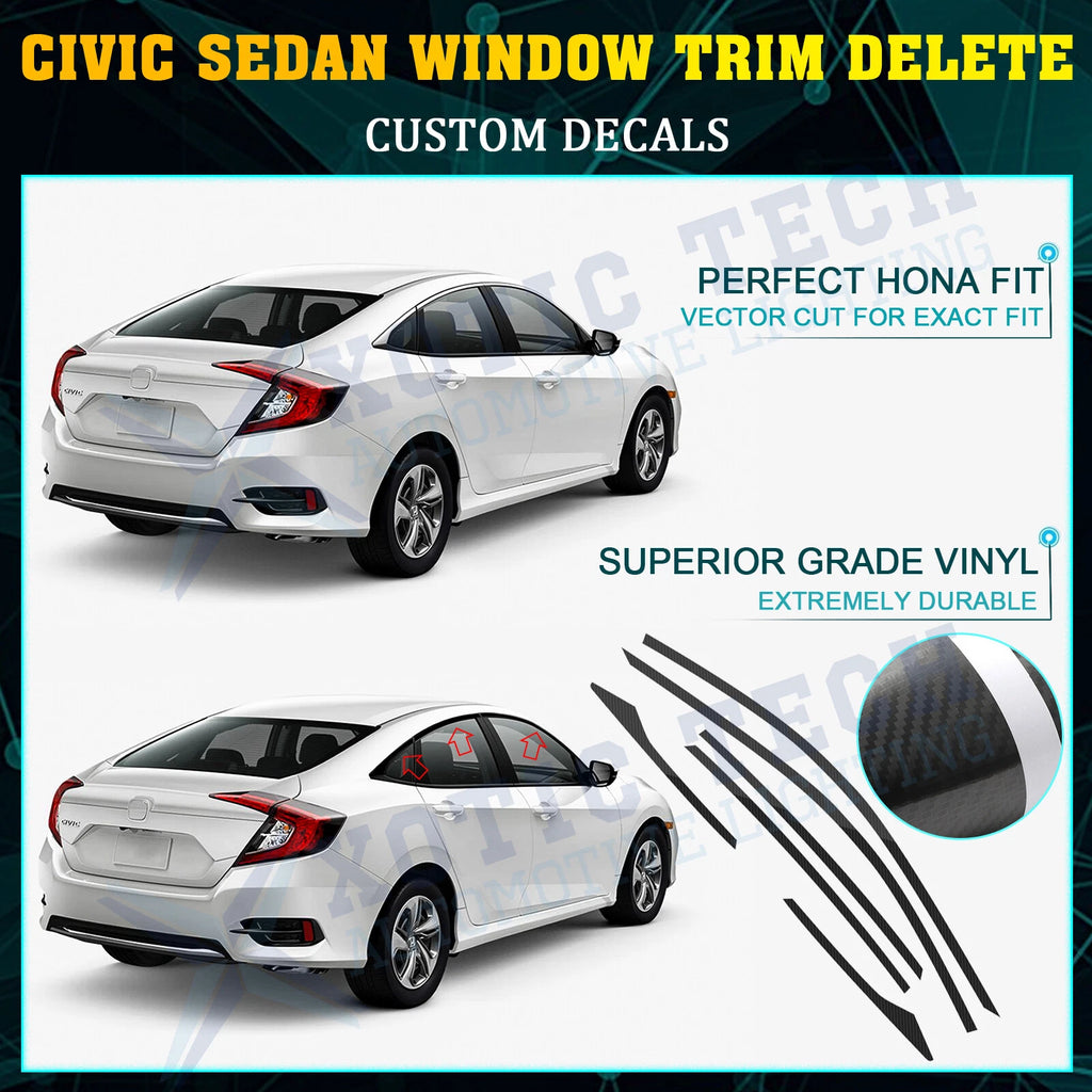 5D Carbon Style Window Pillar Post Sticker For Honda Civic (2016-2021)