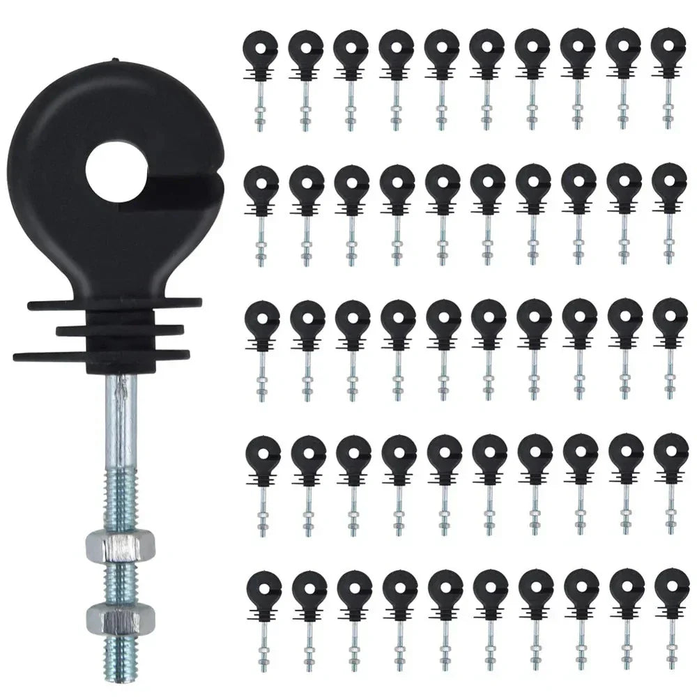 50 Pcs Insulated Electric Fence Insulation Screw M6 Ring Insulator