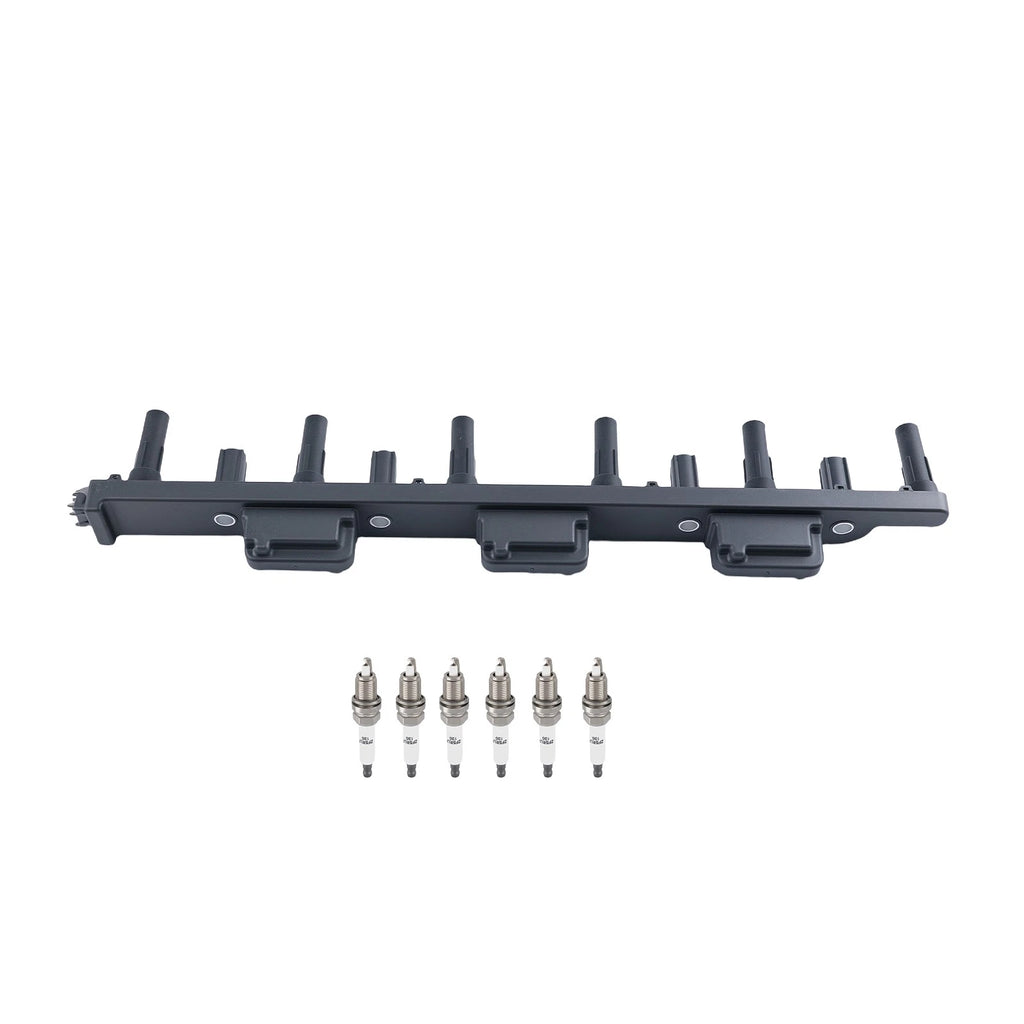 Set of 6 Iridium Spark Plugs & Ignition Coil for Jeep Cherokee XJ Wrangler TJ (1997–2006)