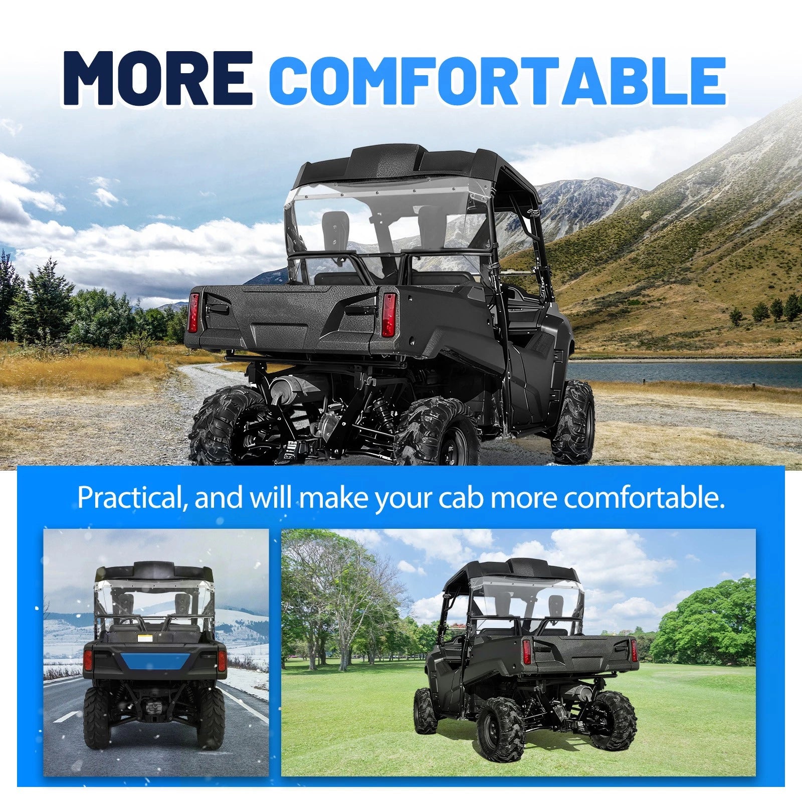 Clear Rear Windshield for Honda Pioneer 700 (2014–Present)