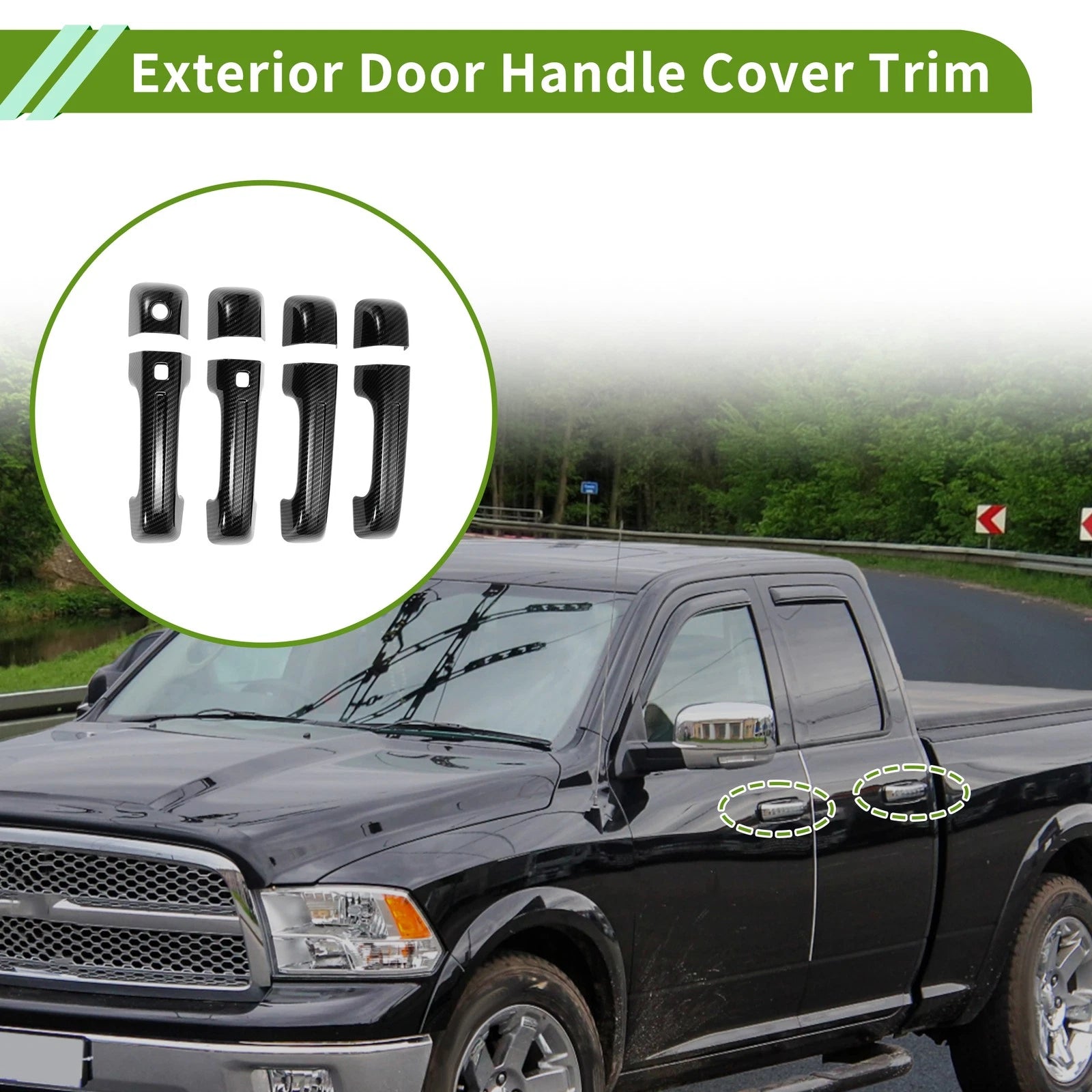 Exterior Door Handle Cover Trim for Ford Bronco (2021–2025) Carbon Fiber Black
