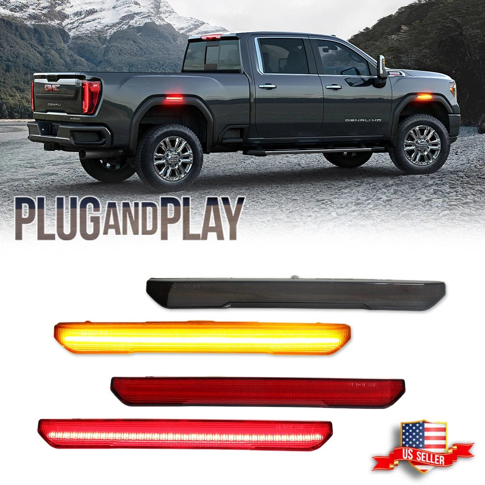 Set of 4 LED Front Rear Side Marker Lights for GMC Sierra 2500 3500 HD (2020–2024)