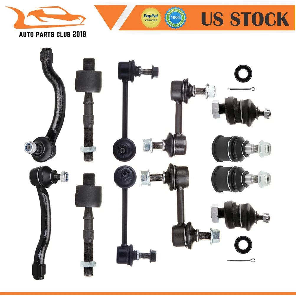 Set of 12 Front Tie Rod End Ball Joints for Acura TL (2004–2006)