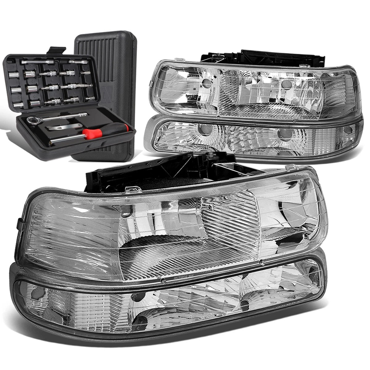 Chrome/Clear Side Headlight Bumper Lamps for Chevy Silverado (1999–2002)