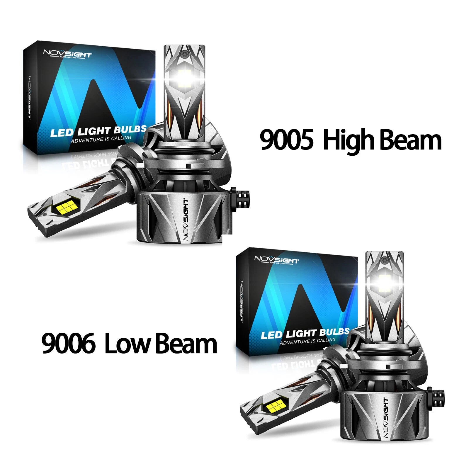 2X NOVSIGHT 9005 9006 LED Headlight Bulbs for High Low Beam (6500K, 60000LM)
