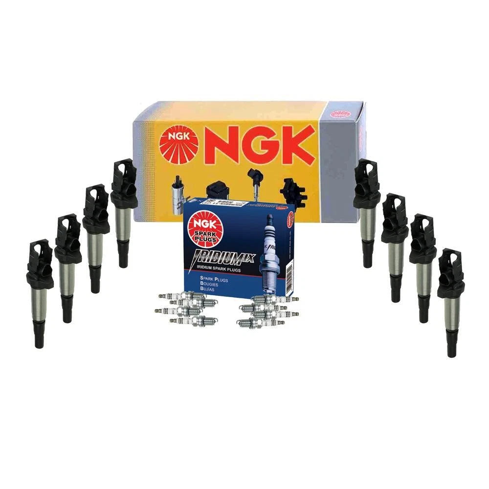 Set of 8 NGK COP Ignition Coils & Iridium IX Spark Plugs for BMW Alpina B7 (2007–2012)