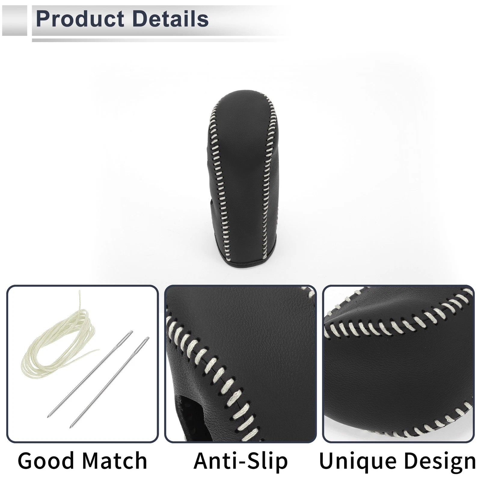 Gear Shift Knob Cover for Nissan Tiida (2004–2012) Black Beige Faux Leather