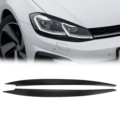 1 Pair ABS Headlight Eyelid Stickers for VW Golf (2010–2014) Carbon Fiber