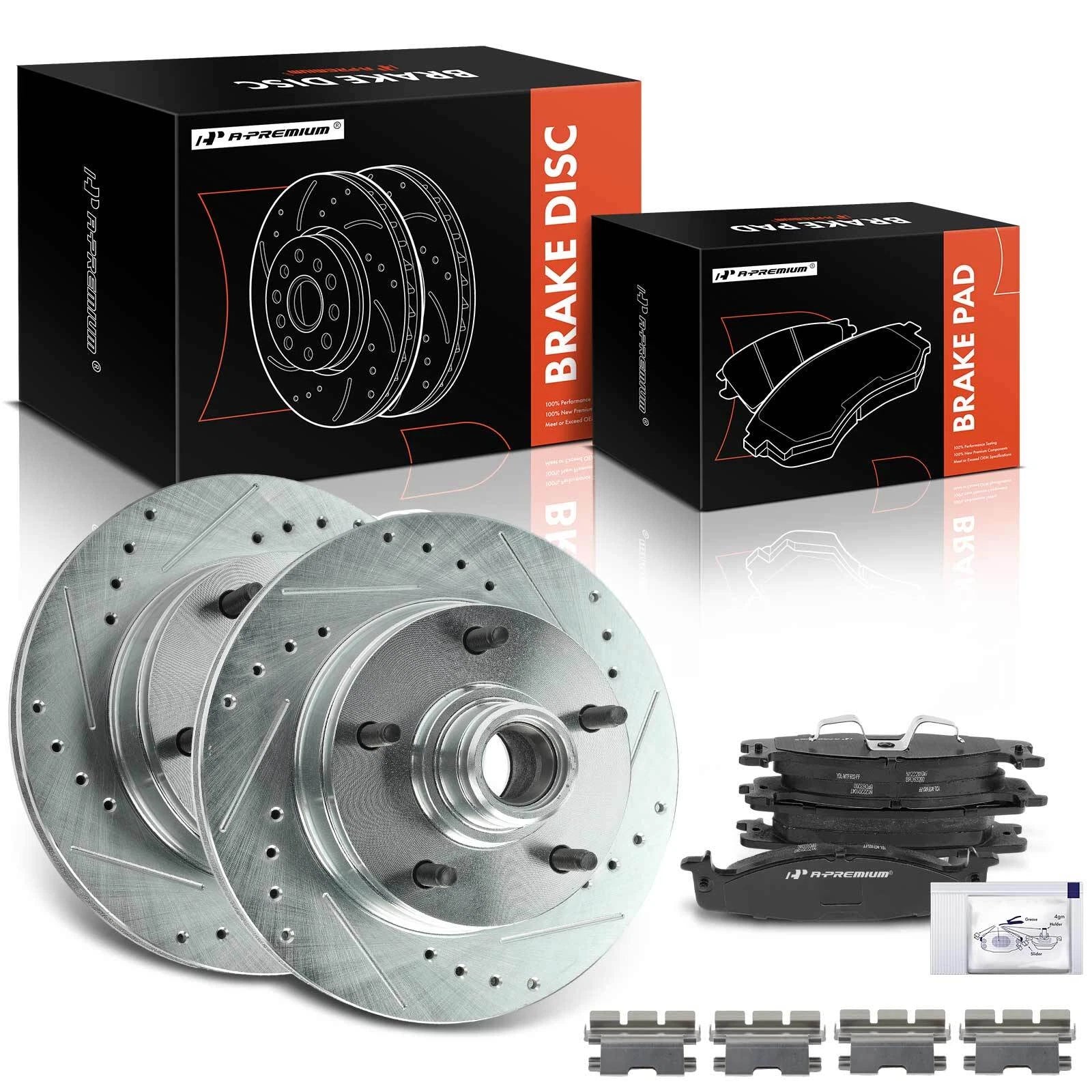 Front Drilled Brake Rotors & Ceramic Pads for Ford F-150 (1994–1996)