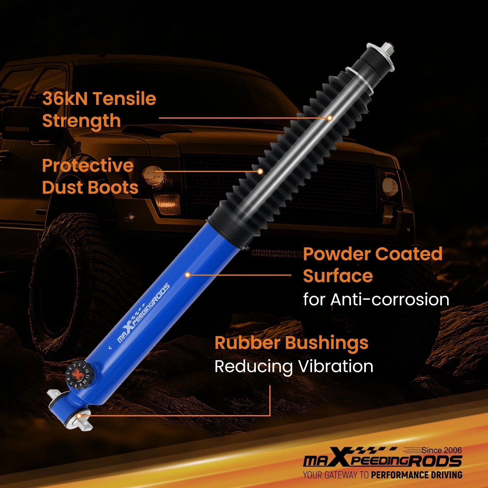 12-Way Adjustable Front Rear Lift Shock for Jeep Wrangler TJ (1997–2006)