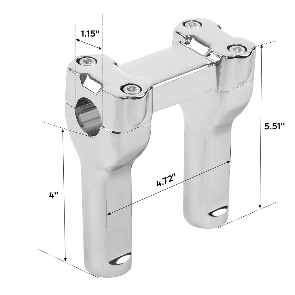 Chrome 4" Handlebar Riser for Harley Dyna Street Bob Super Wide Glide