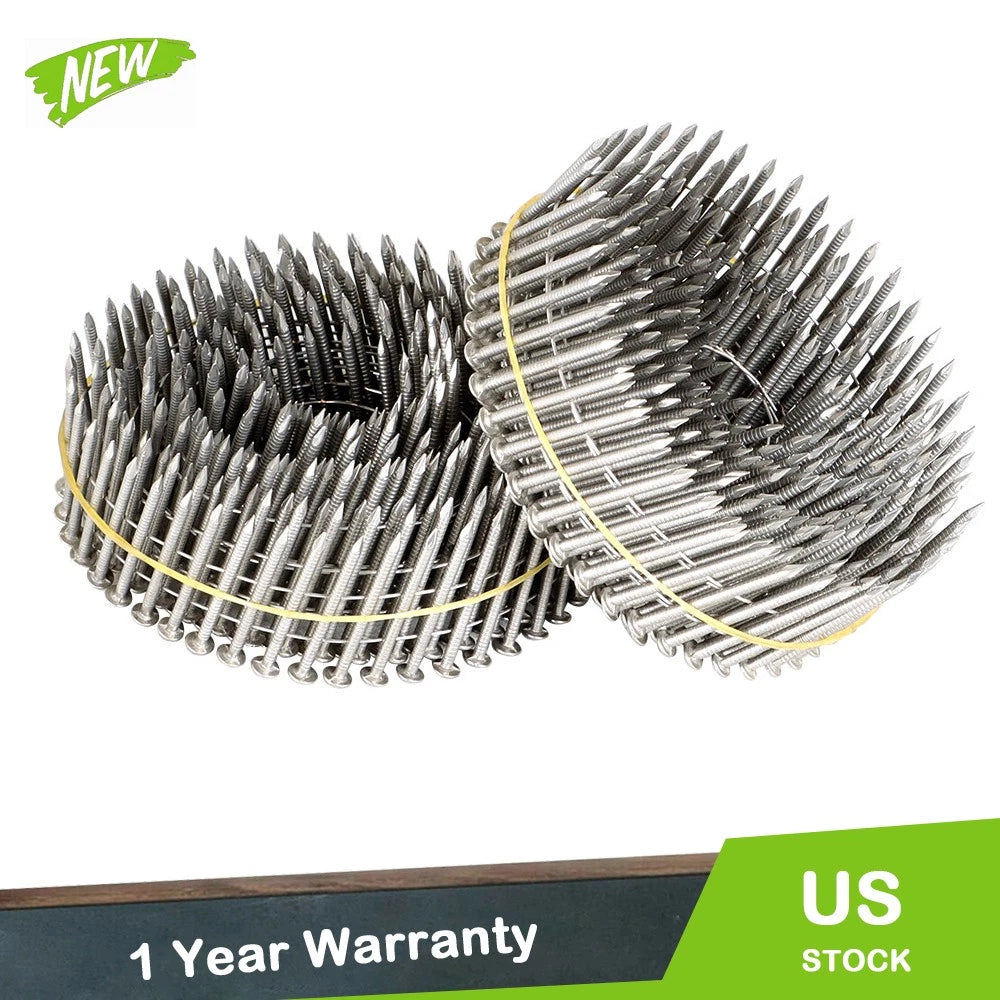 3600 Pcs Ring Shank Stainless Steel Siding Nails 15 Degree Coil
