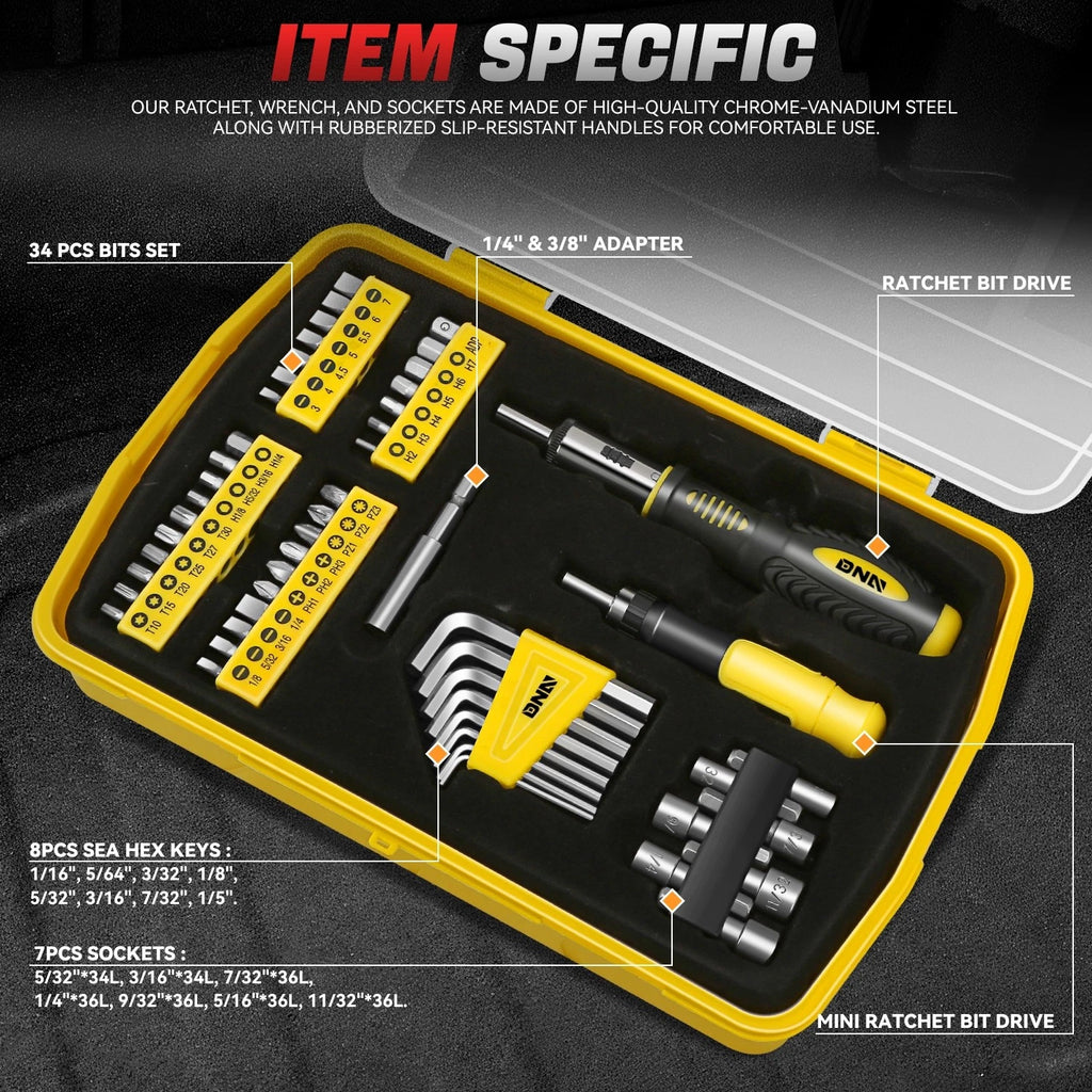 51Pcs Magnetic Screwdriver Bit Set with Organizer Box