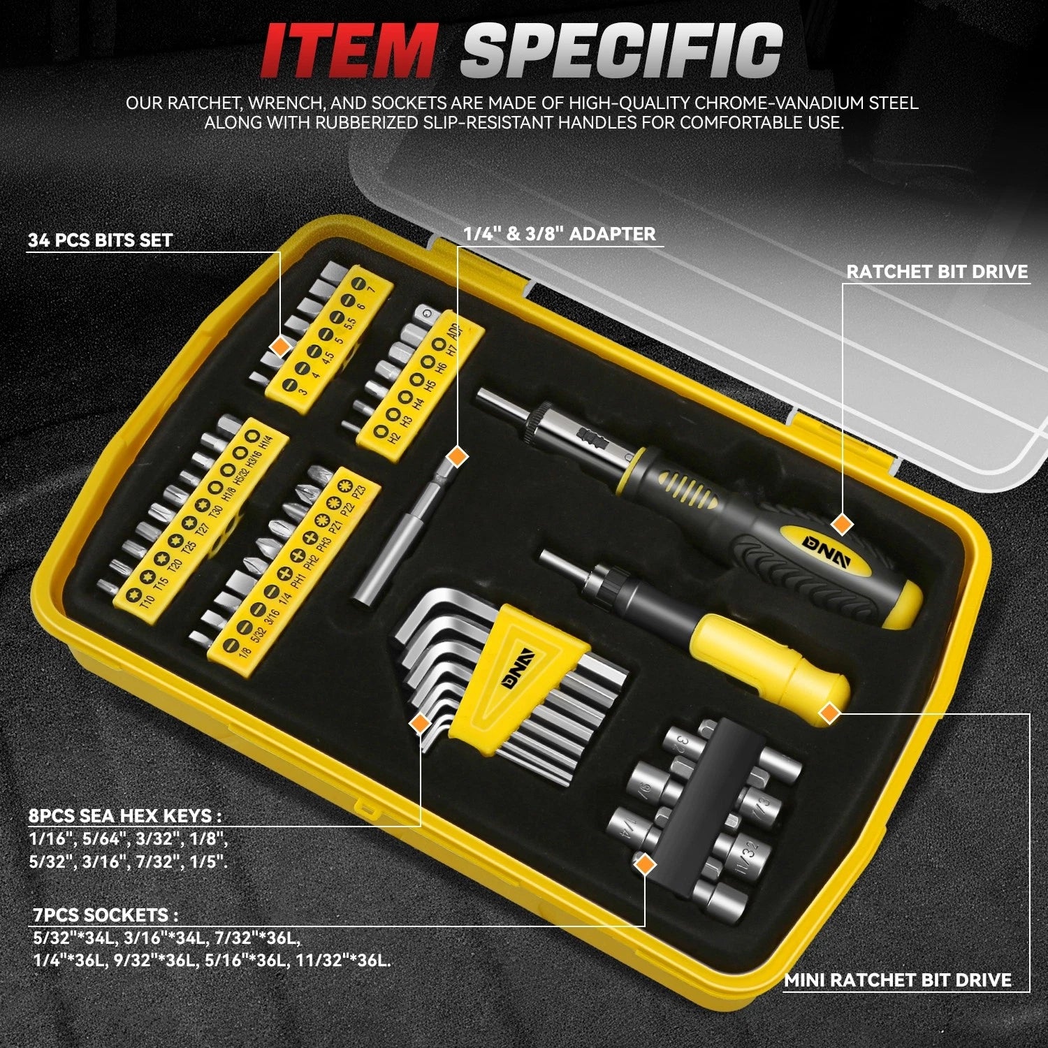 51Pcs Magnetic Screwdriver Bit Set with Organizer Box
