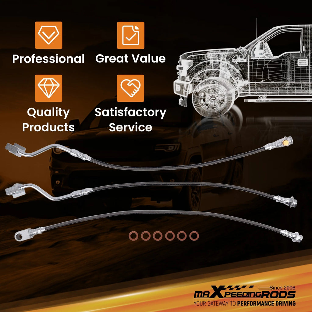 Brake Line Extension Kit for Ford F150 Bronco (1980–1996) 4"-6" Lift Front 22.63"