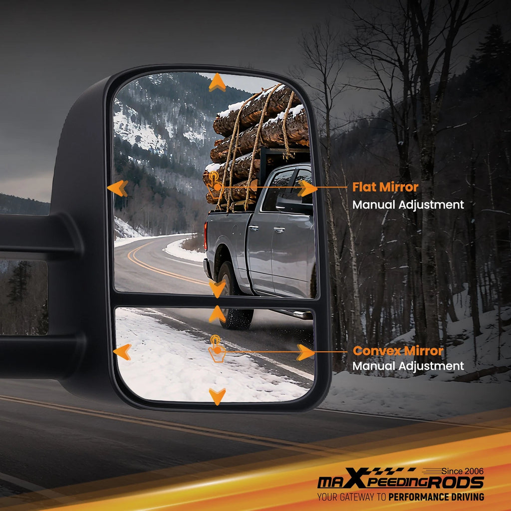 Rear View Mirror for GMC Sierra (1999–2006) GM1321416 Extendable ABS L/R