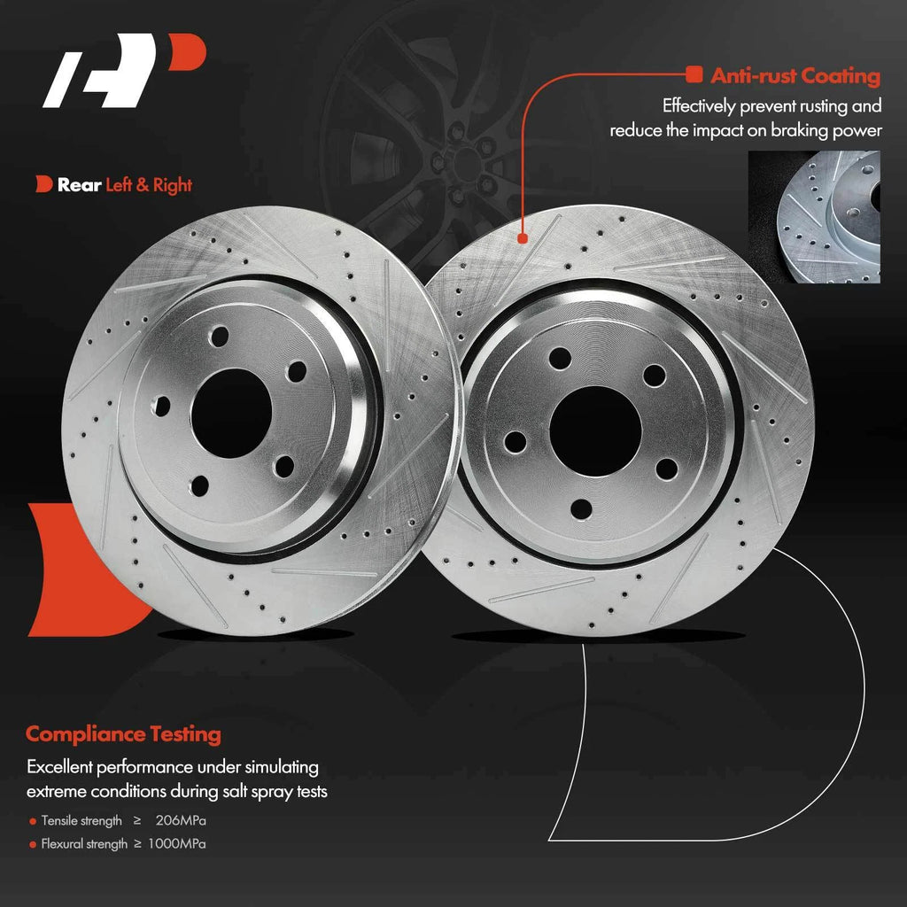 Rear Drilled Brake Rotors for Jeep Grand Cherokee Dodge Durango