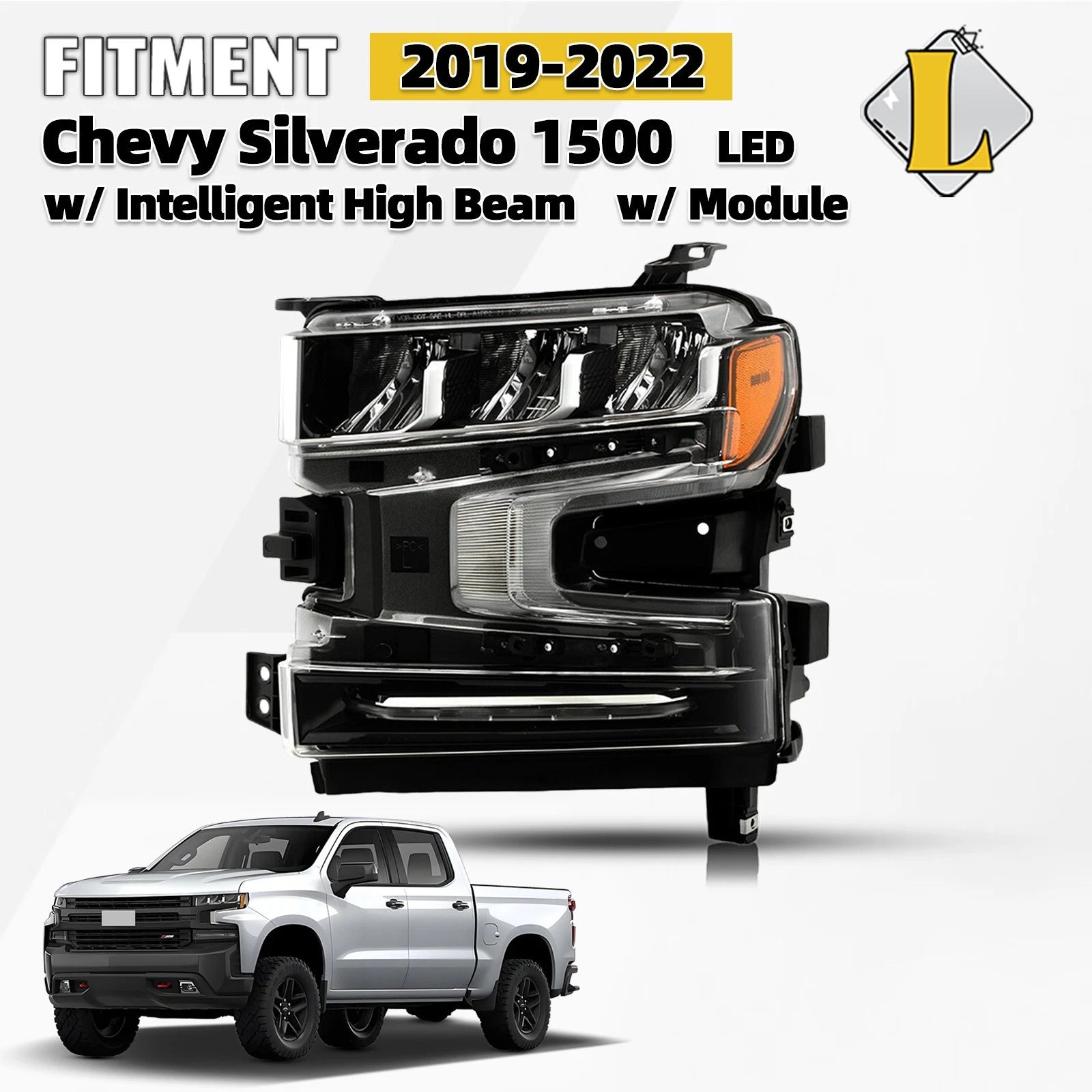 Full LED Headlight for Chevy Silverado 1500 (2019–2022) w/LED Signal, Driver Side