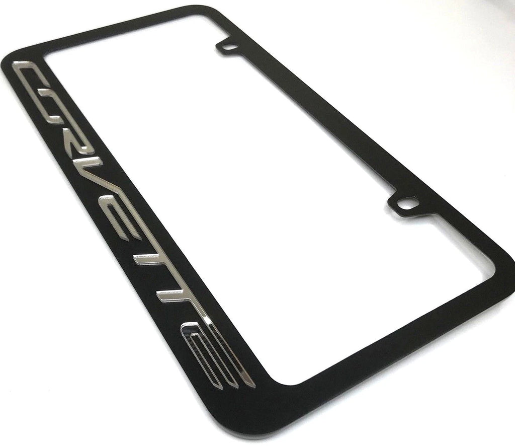 License Plate Frame Black Premium Chrome Emblem for C7 Corvette (2014–2019)