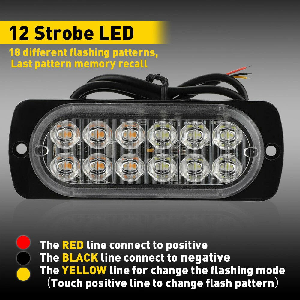 Amber/White Emergency Strobe Light for Car Truck