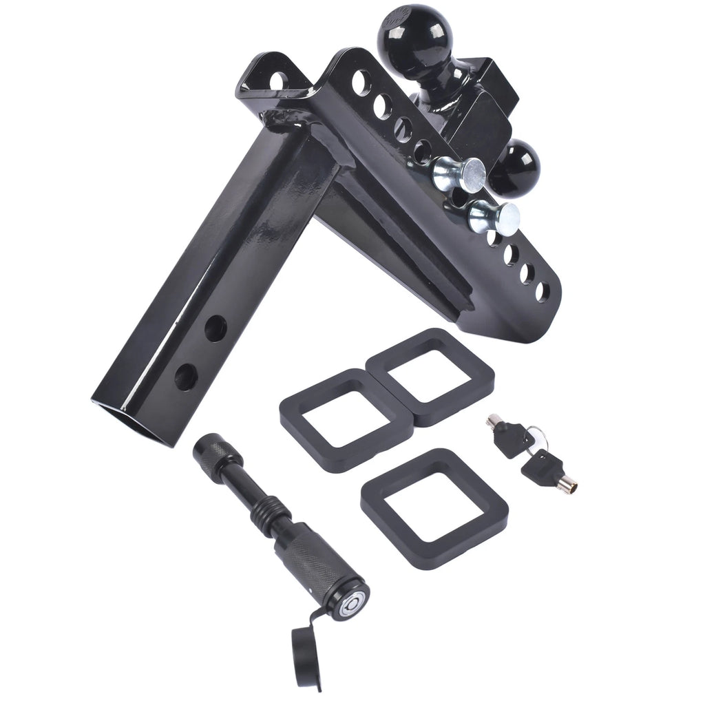 Adjustable Trailer Hitch 8" Drop/Rise w/ 2" & 2-5/16" Ball for 2" Receiver
