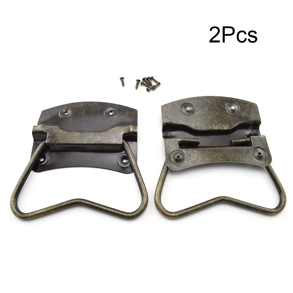 2Pcs Vintage Rectangle Handle Knob Hardware for Cabinet Jewelry Box