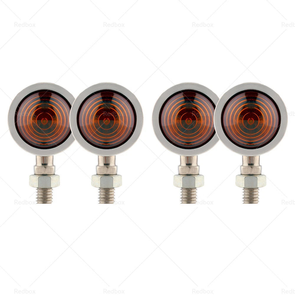 Set of 4 Chrome Bullet Turn Signal Indicators for Motorcycle Universal