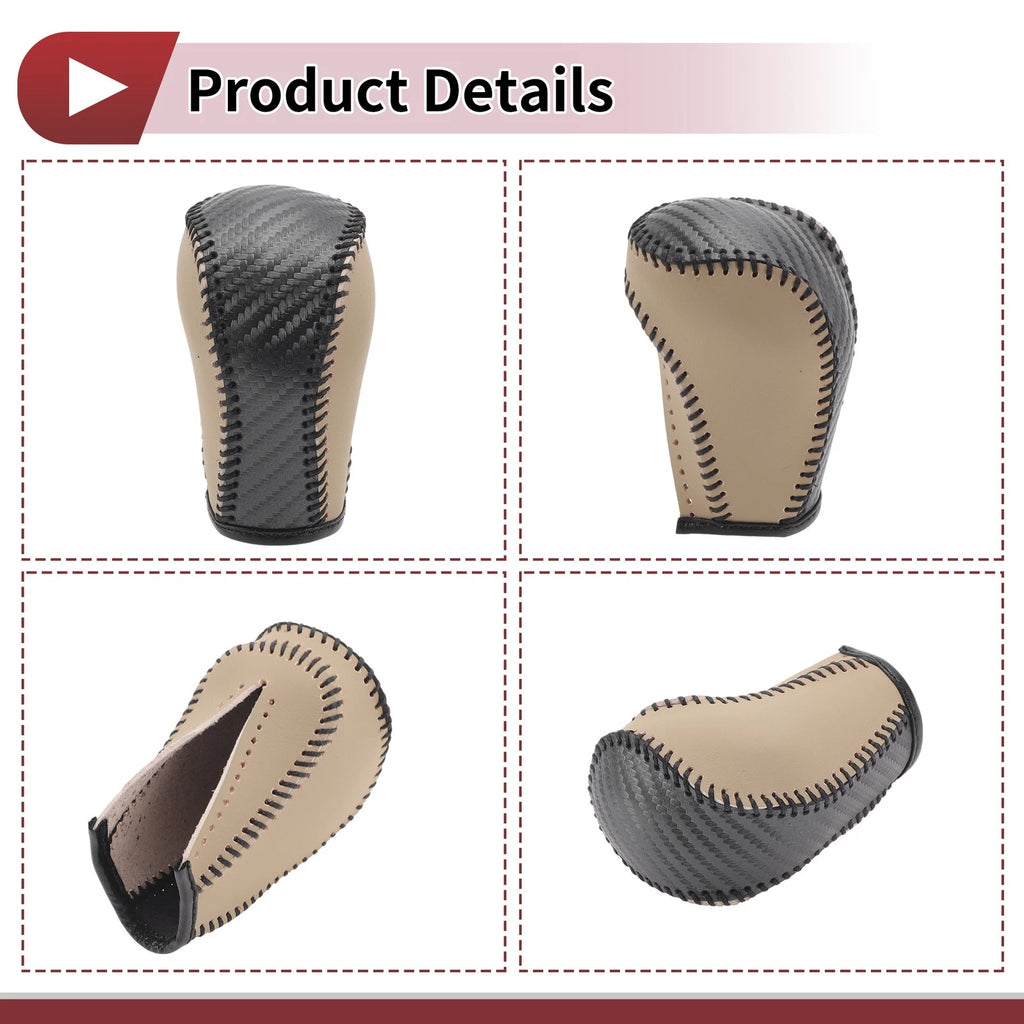 1 Pc Gear Shift Knob Cover for Mazda CX-5 (2013–2014) Black Beige Faux Leather