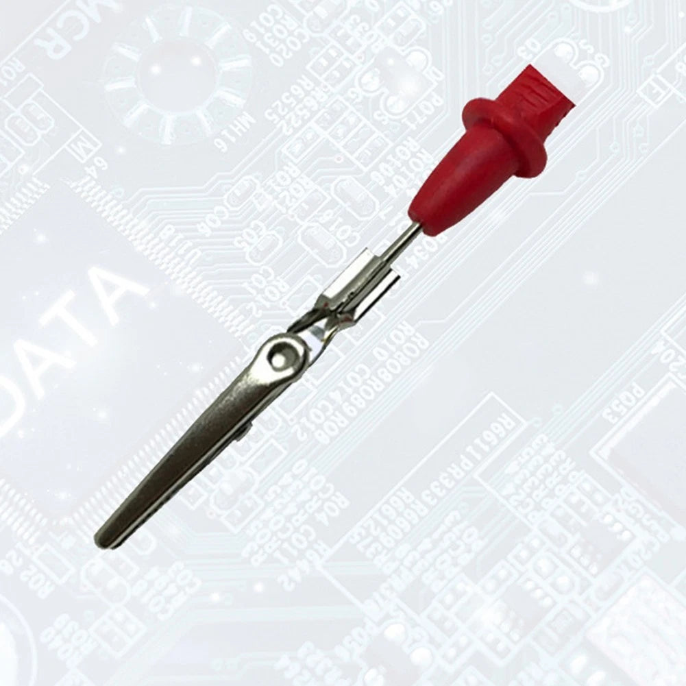 Crocodile Clip Probe Set of 2 Red Black Silicone 2mm Test Pinhole