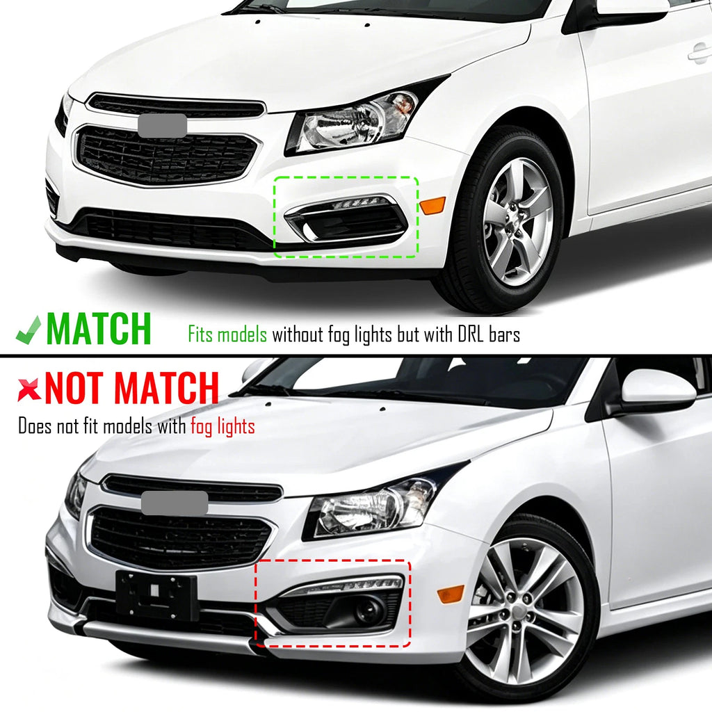 LED DRL Driving Light + Fog Light Cover Bezel Left Side for Chevy Cruze (2015–2016)
