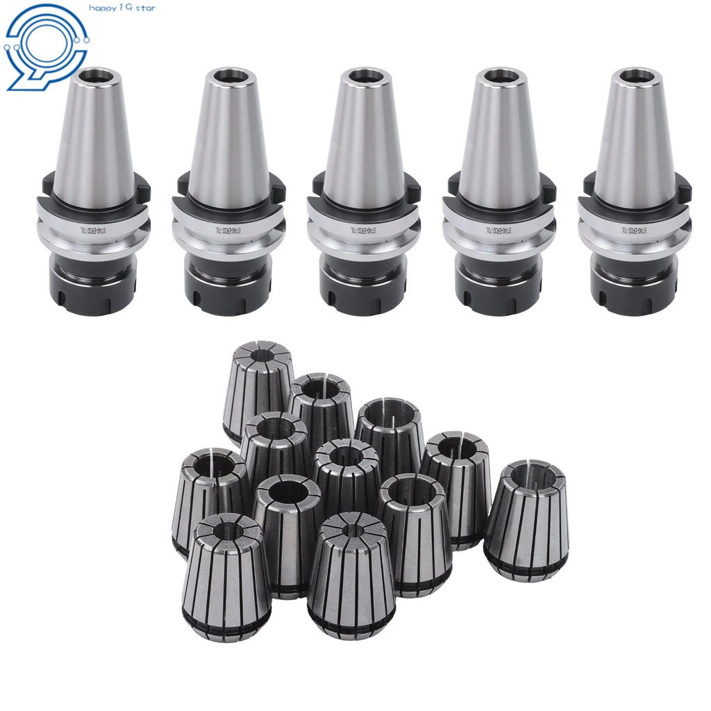 Set of 5 BT40 ER32 Precision Chucks with 12 Collets for High Speed (20000RPM)