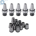 Set of 5 BT40 ER32 Precision Chucks with 12 Collets for High Speed (20000RPM)