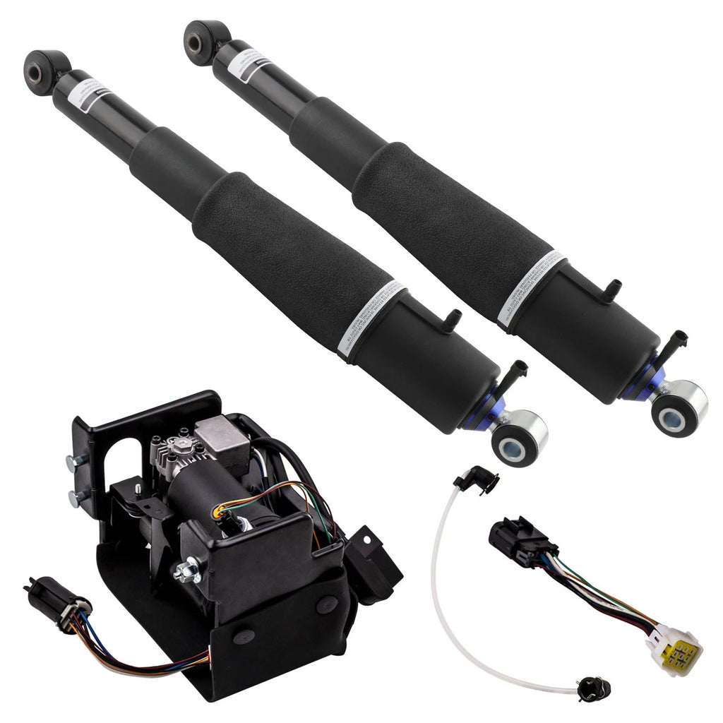 Pair Air Suspension Shock & Air Compressor Pump for Escalade Suburban (2002–2020)