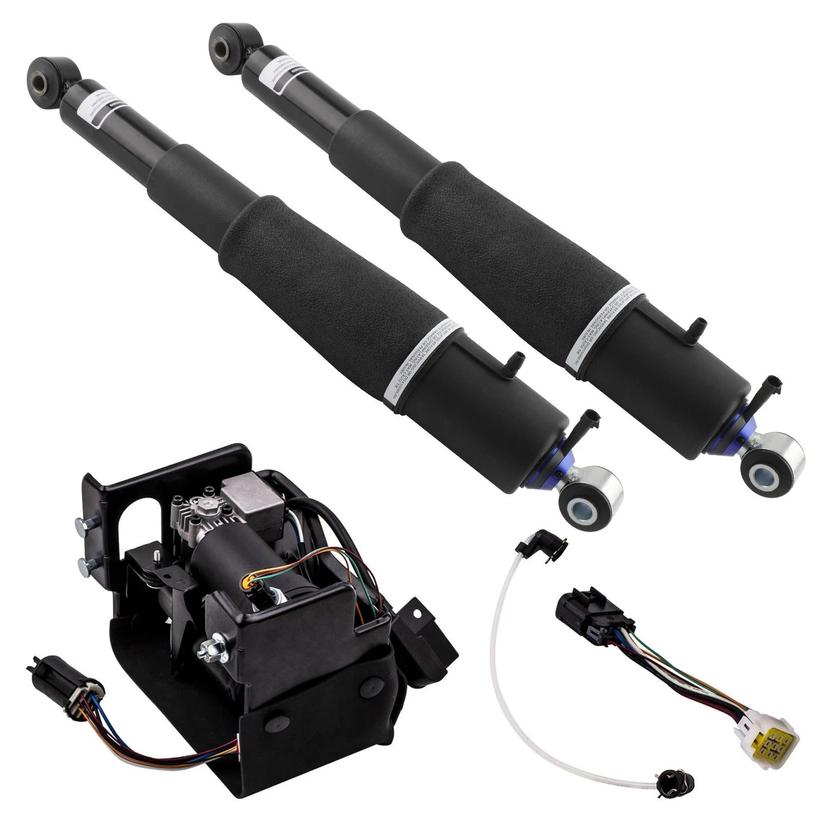Pair Air Suspension Shock & Air Compressor Pump for Escalade Suburban (2002–2020)