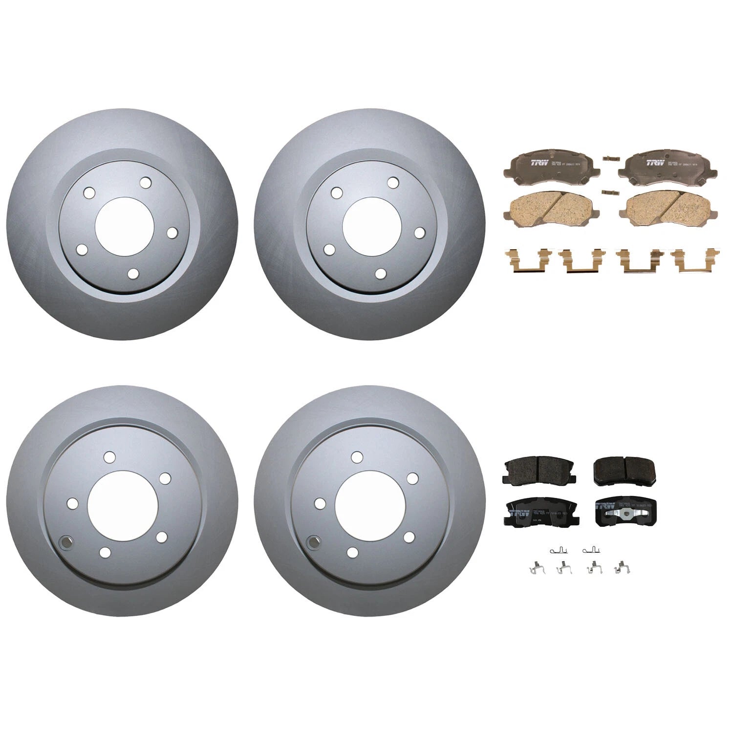 Front & Rear Brake Kit Disc Rotors & TRW Ceramic Pads for Chrysler Dodge Jeep