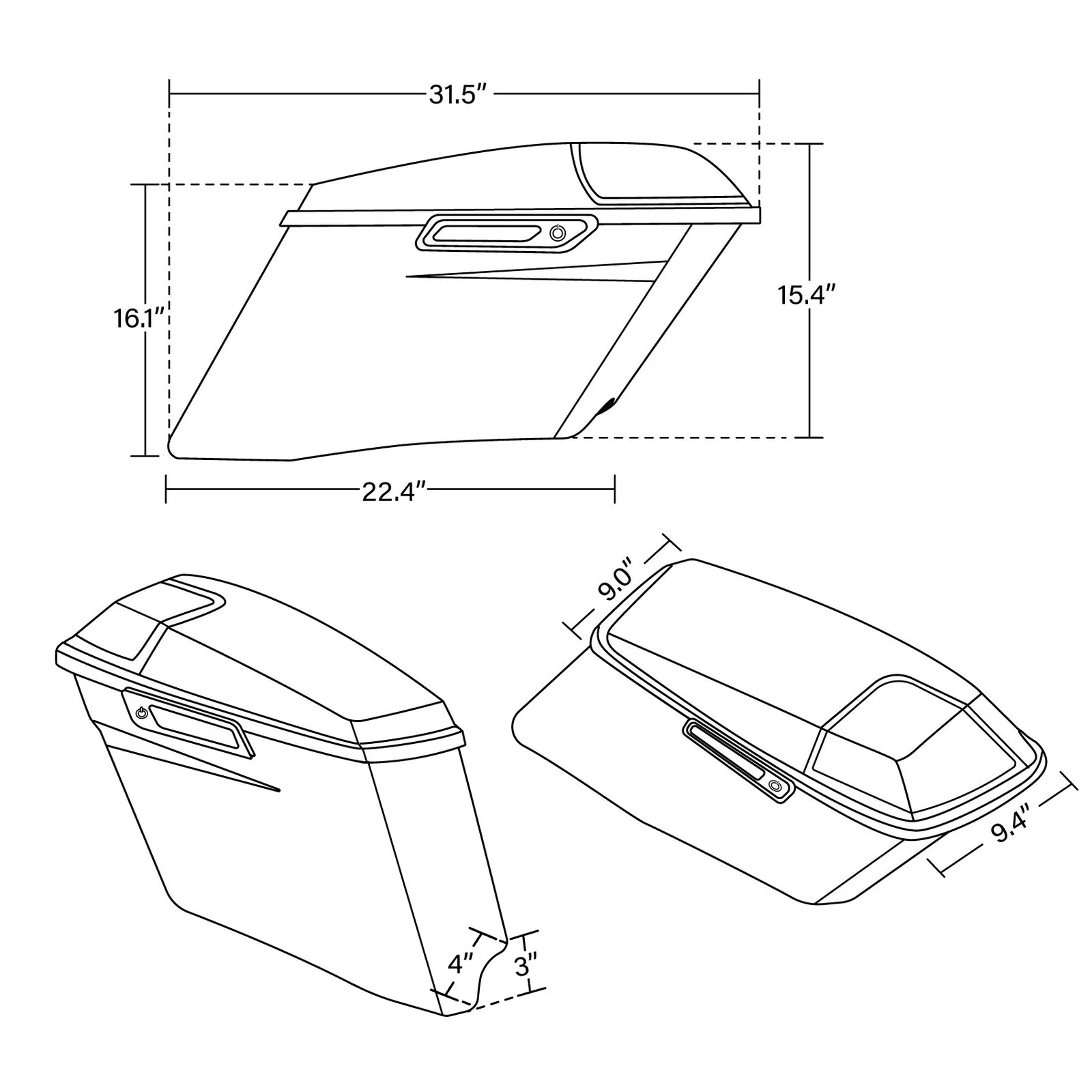4" Stretched Saddlebags Conversion Brackets for Harley Softail FLST (1984–2017)
