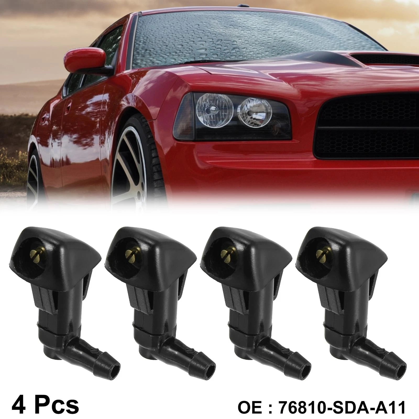 Set of 4 Windshield Wiper Washer Nozzles for Honda Civic (2006–2011) 76810-SDA-A11