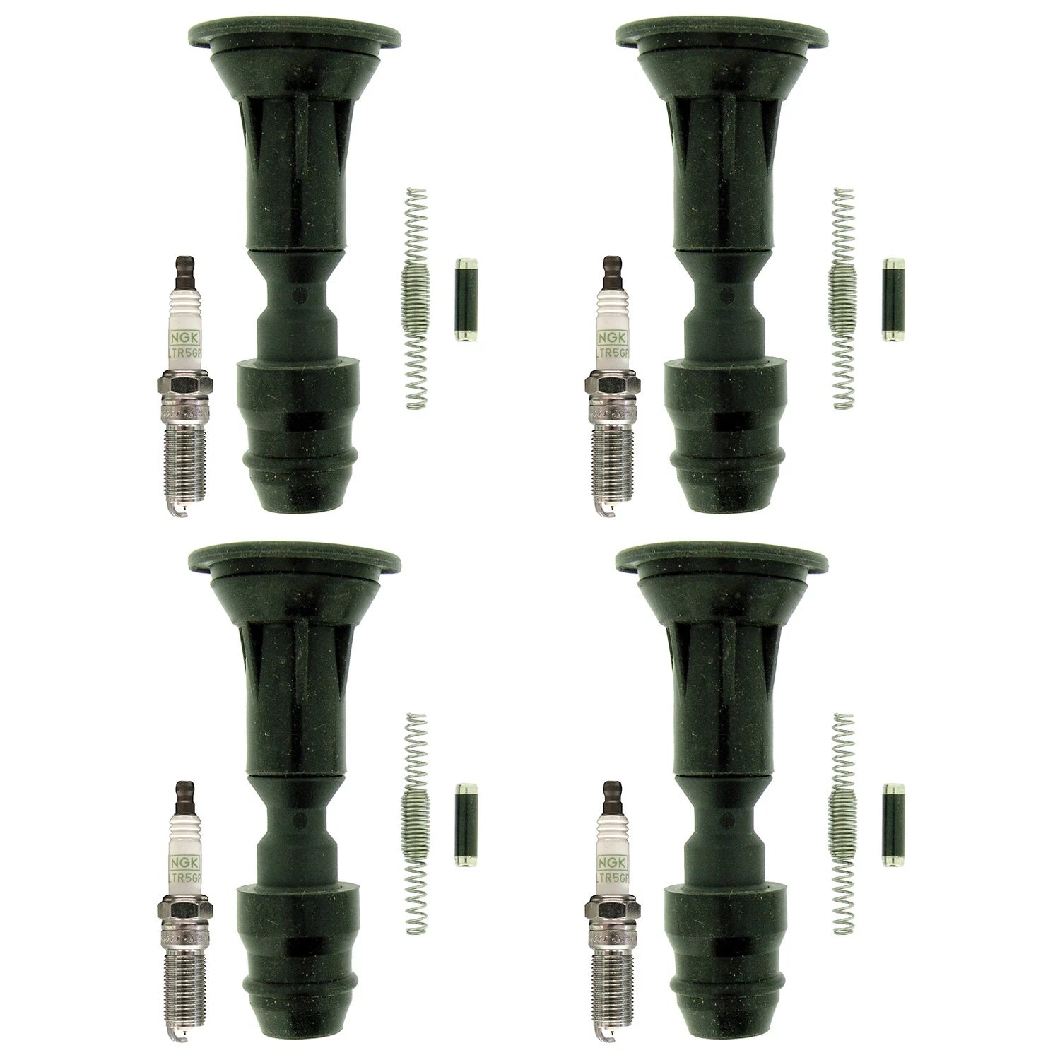 Set of 4 NGK G-Power Platinum Spark Plugs & Coil Boots for Chevy Equinox Malibu (L4)