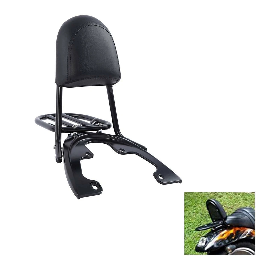 Chrome/Black Sissy Bar Backrest Baseplate for Harley V-Rod Night Rod (2007–2011)