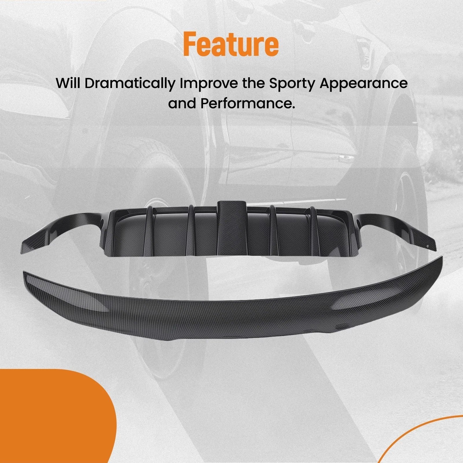 Rear Diffuser Bumper & Trunk Spoiler for Infiniti Q50 (2014–2024) ABS LED